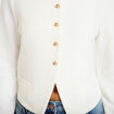 Gilet tweed droit cropped col rond ecru femme