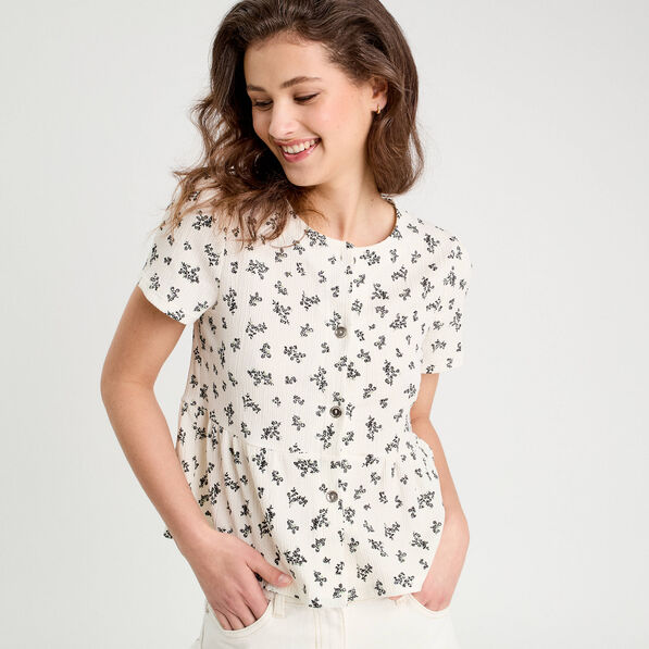 blouse manches courtes ecru femme Blouse manches courtes ecru femme
