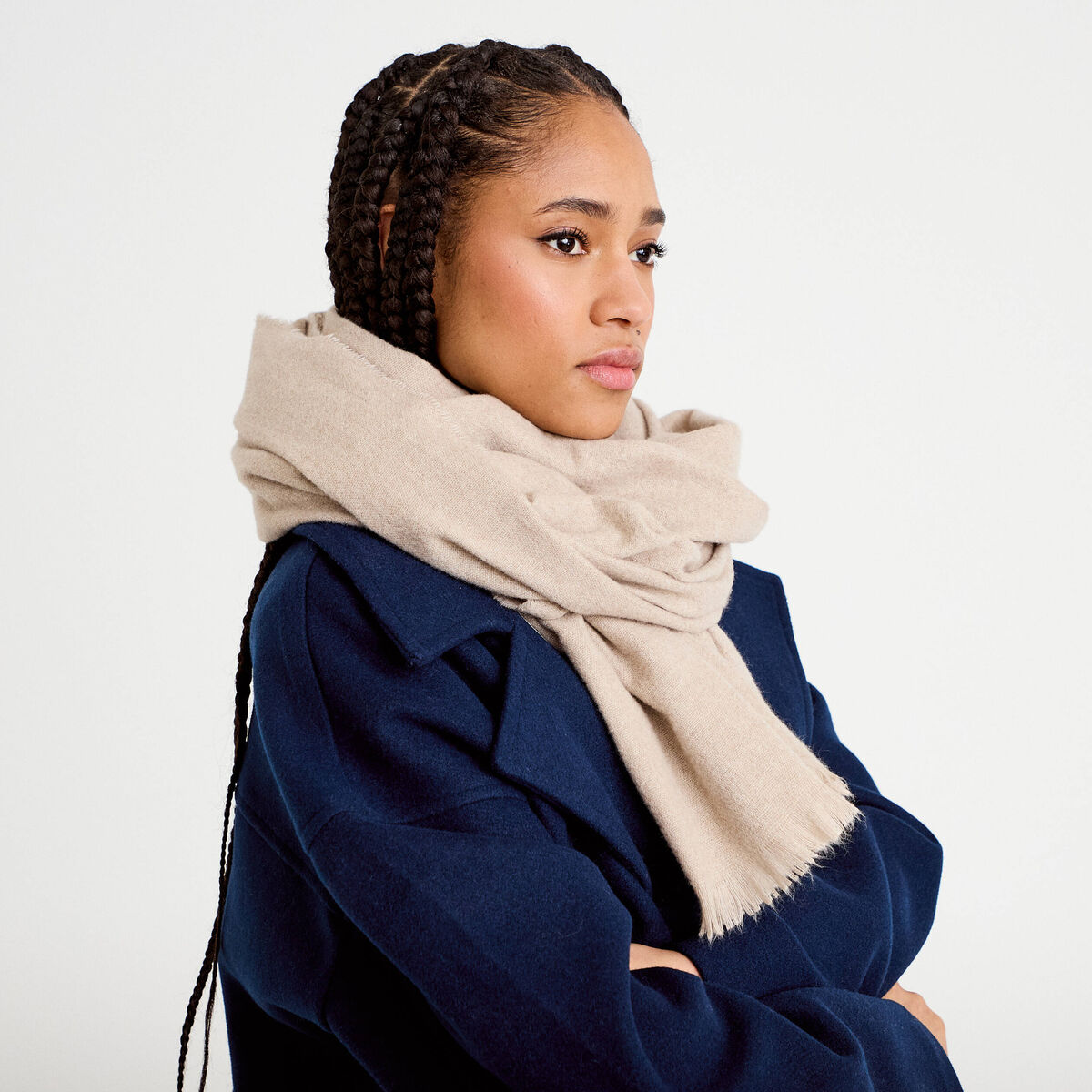 &Eacute;charpe plaid ecru femme