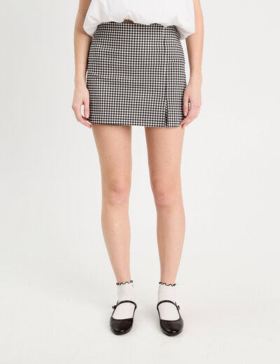 Jupe-short trapèze stretch noir femme
