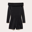 Combishort col bardot fils m&eacute;tallis&eacute;s noir femme