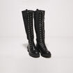 Bottes hautes plates à lacets noir femme