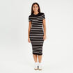 Robe longue moulante côtelée noir femme