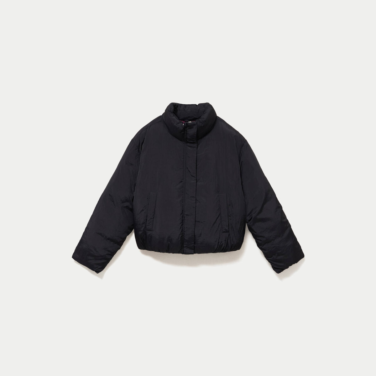Doudoune cropped col montant noir femme