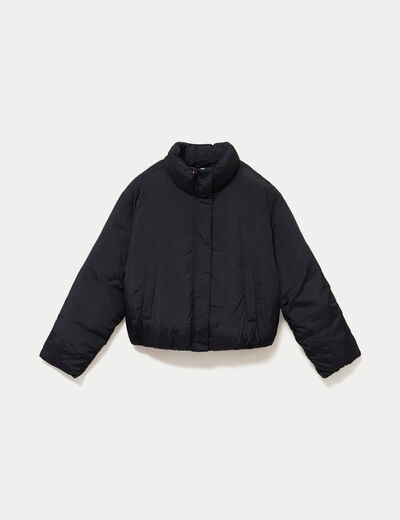 Doudoune cropped col montant noir femme