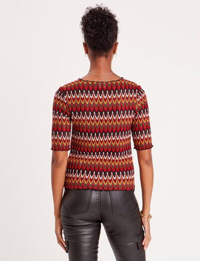 T-shirt cintré manches 3/4 bleu foncé femme
