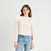 Blouse brodée avec volants ecru femme