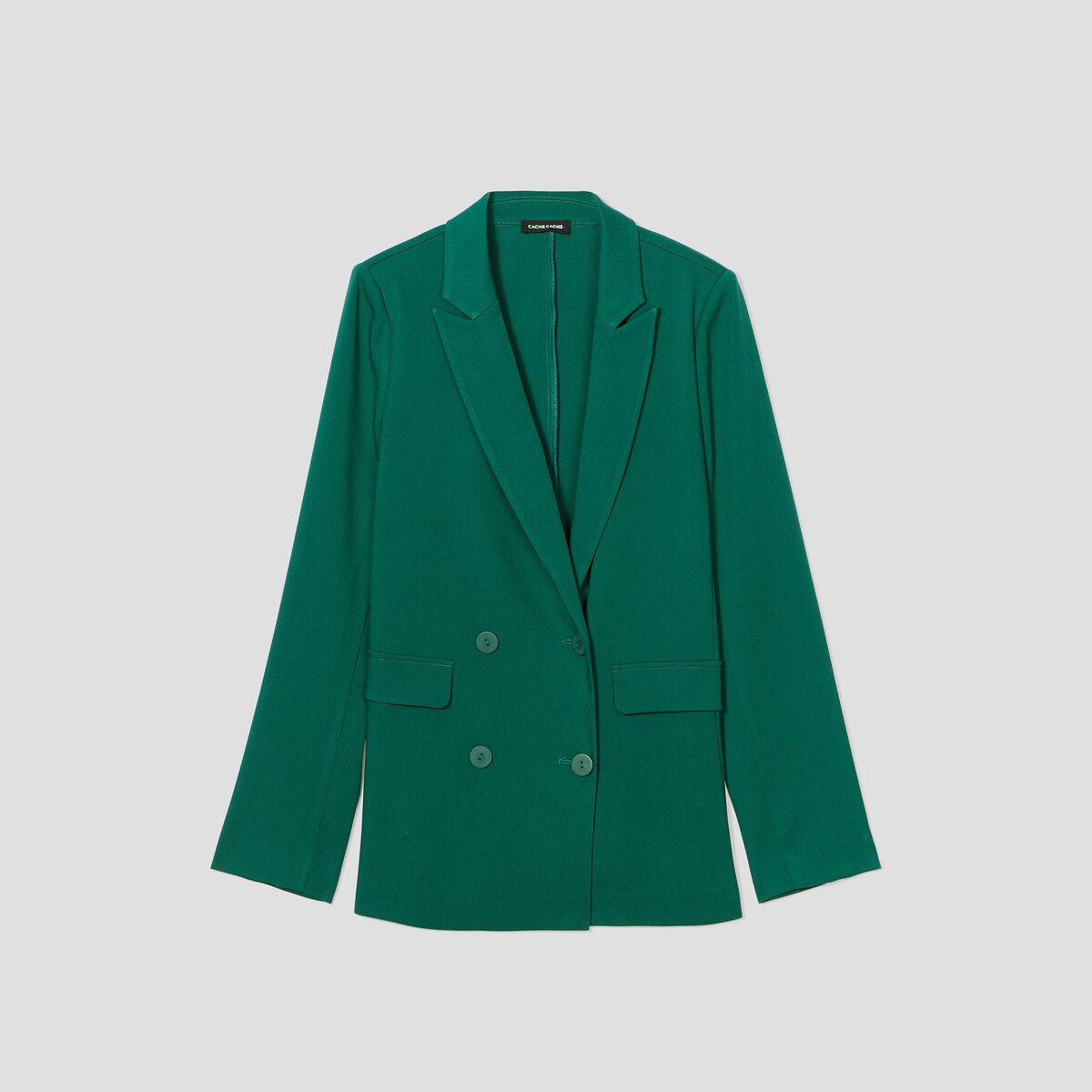Veste esprit blazer droite vert fonc&eacute; femme
