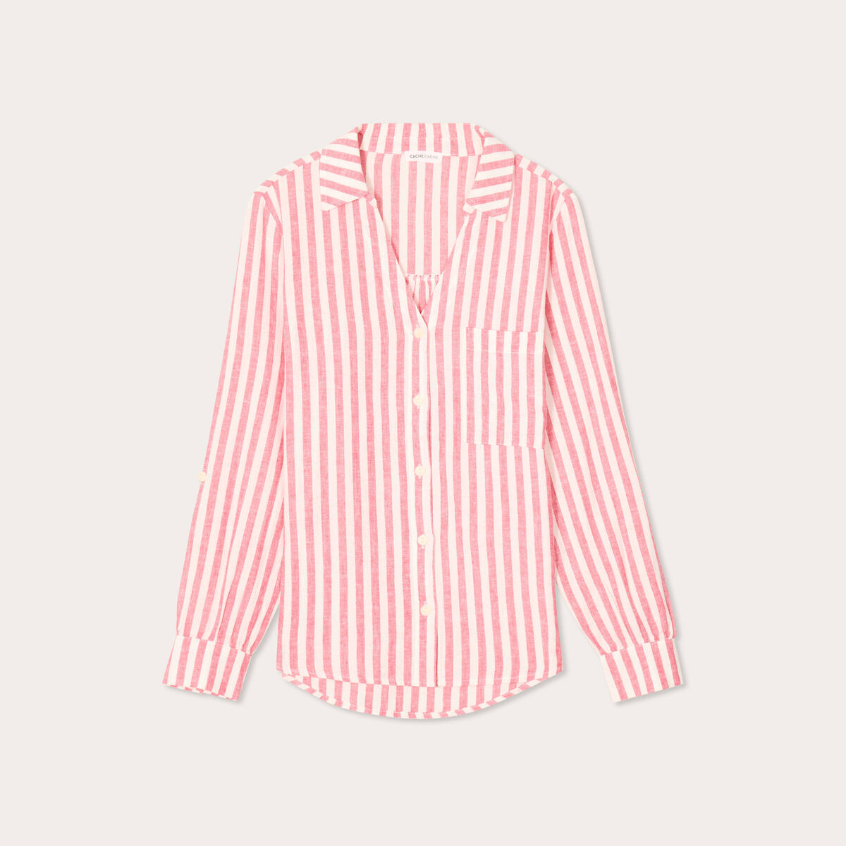 Chemise manches longues contenant du lin rouge femme