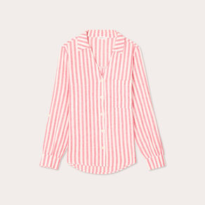 Chemise manches longues contenant du lin rouge femme