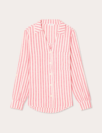 Chemise manches longues contenant du lin rouge femme