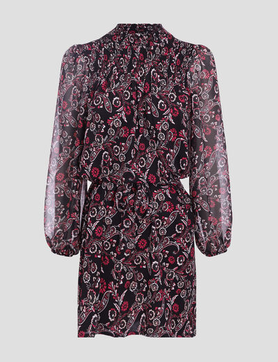 Robe droite manches 3/4 noir femme