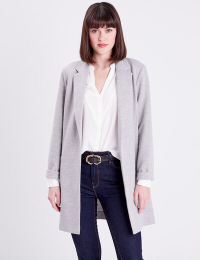 Veste blazer avec manches longues gris clair femme