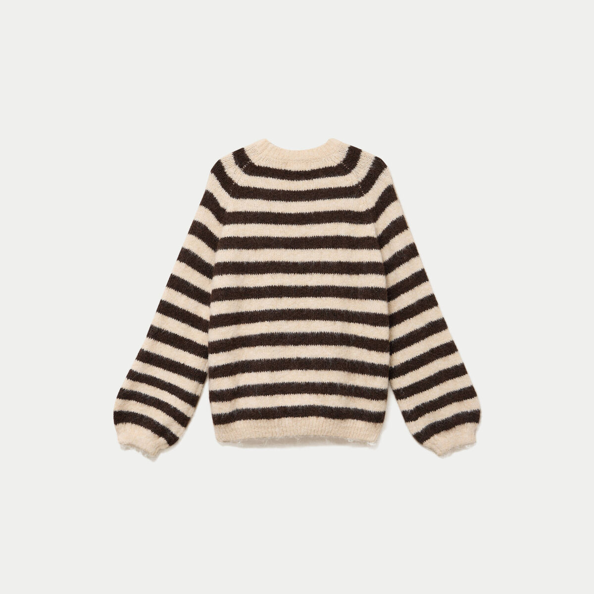 Pull ample col rond manches longues ivoire femme