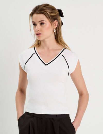 T-shirt manches courtes blanc femme