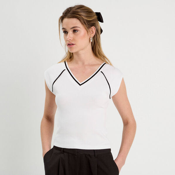 T-shirt manches courtes blanc femme