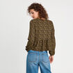 Blouse nou&eacute;e manches longues vert kaki femme