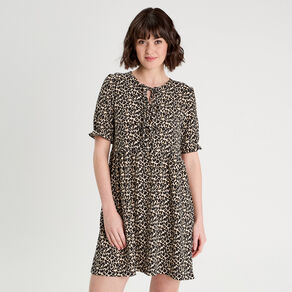robe evasee manches courtes sable femme Robe évasée manches courtes sable femme