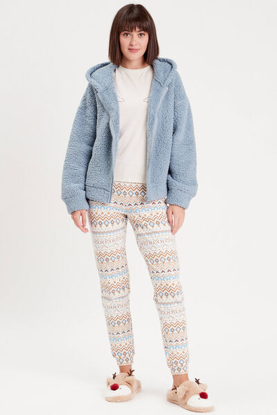 Ensemble pyjama 3 pièces ecru femme