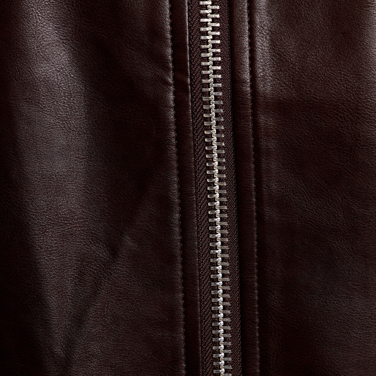 Bomber oversize similicuir col chemise marron fonc&eacute; femme