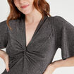 Robe évasée fils métallisés gris argent femme