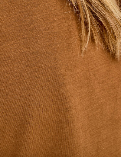 T-shirt manches courtes marron femme