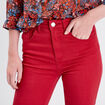 Jeans flare taille haute rouge foncé femme