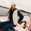 Gilet sans manches effet polaire col v ecru femme