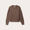 Pull col rond marron fonc&eacute; femme