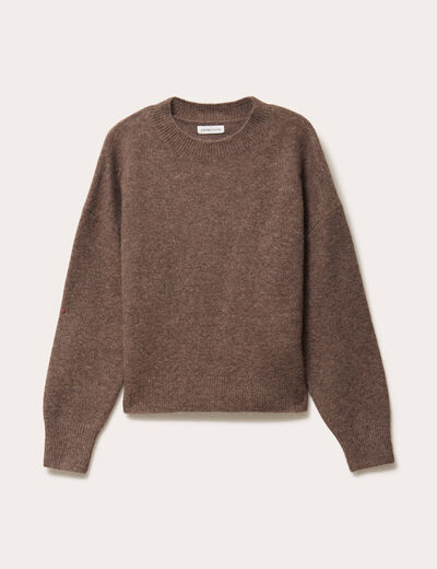 Pull col rond marron fonc&eacute; femme