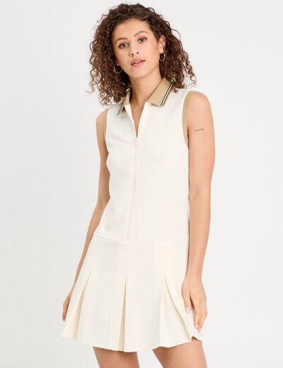 Robe trapèze sans manches ecru femme
