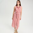 Robe longue évasée boutonnée rose corail femme