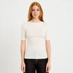 T-shirt ajust&eacute; manches courtes ecru femme