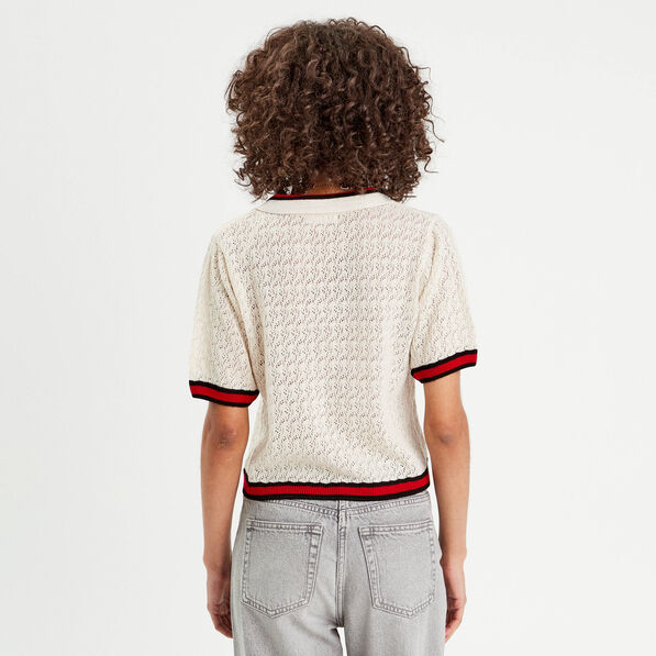 Polo manches courtes ecru femme