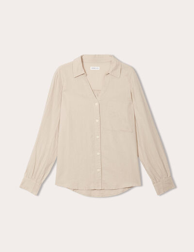 Chemise manches longues contenant du lin sable femme