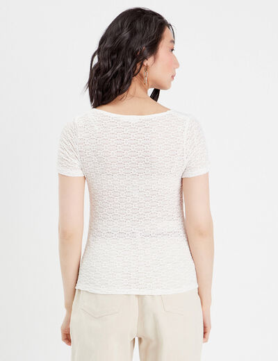 T-shirt manches courtes ecru femme