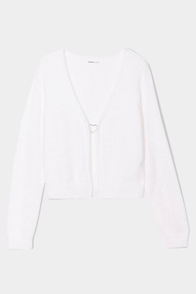 Gilet manches longues ecru femme