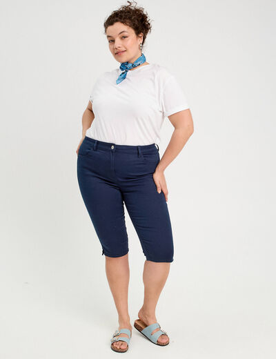 Pantalon capri bleu marine femme