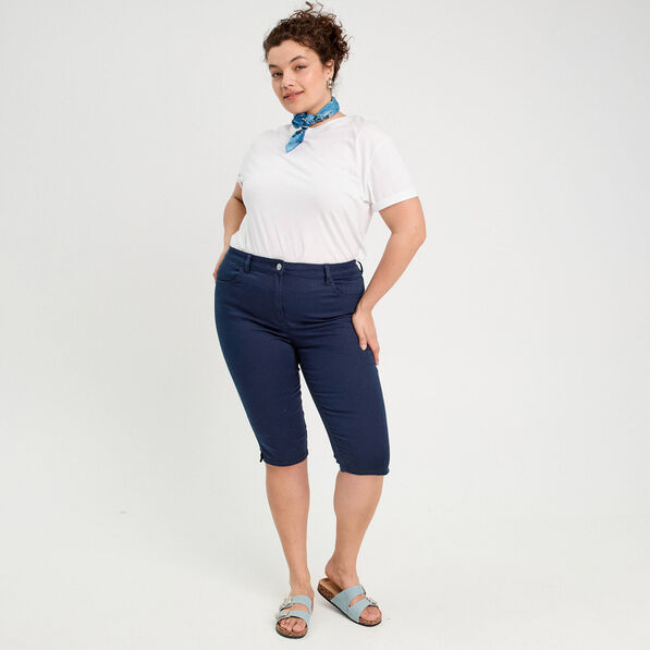 Pantalon capri bleu marine femme