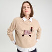 Pull manches longues et noeud beige femme