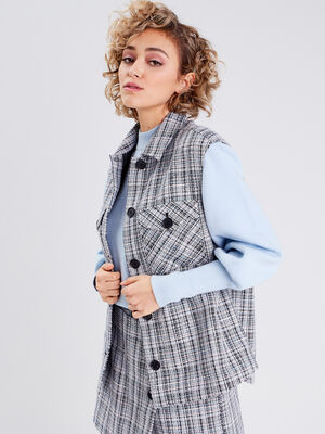 veste droite sans manches beige femme