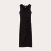 Robe longue ajustée drappée noir femme