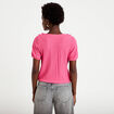 Blouse pliss&eacute;e col v manches courtes rose fushia femme