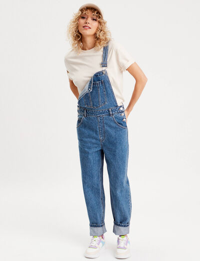 Salopette en jean denim stone femme