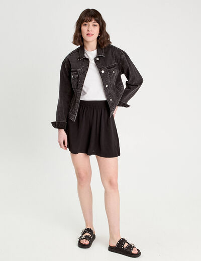 Short fluide regular noir femme