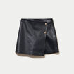 Jupe-short courte en similicuir noir femme