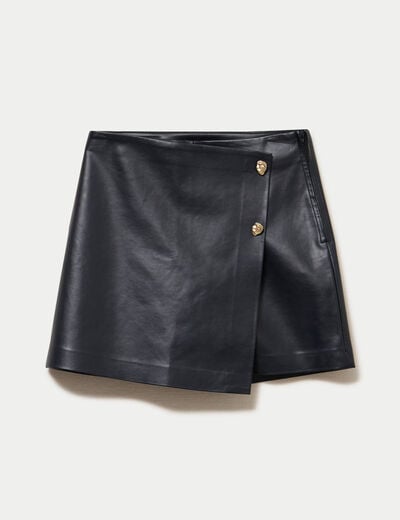 Jupe-short courte en similicuir noir femme