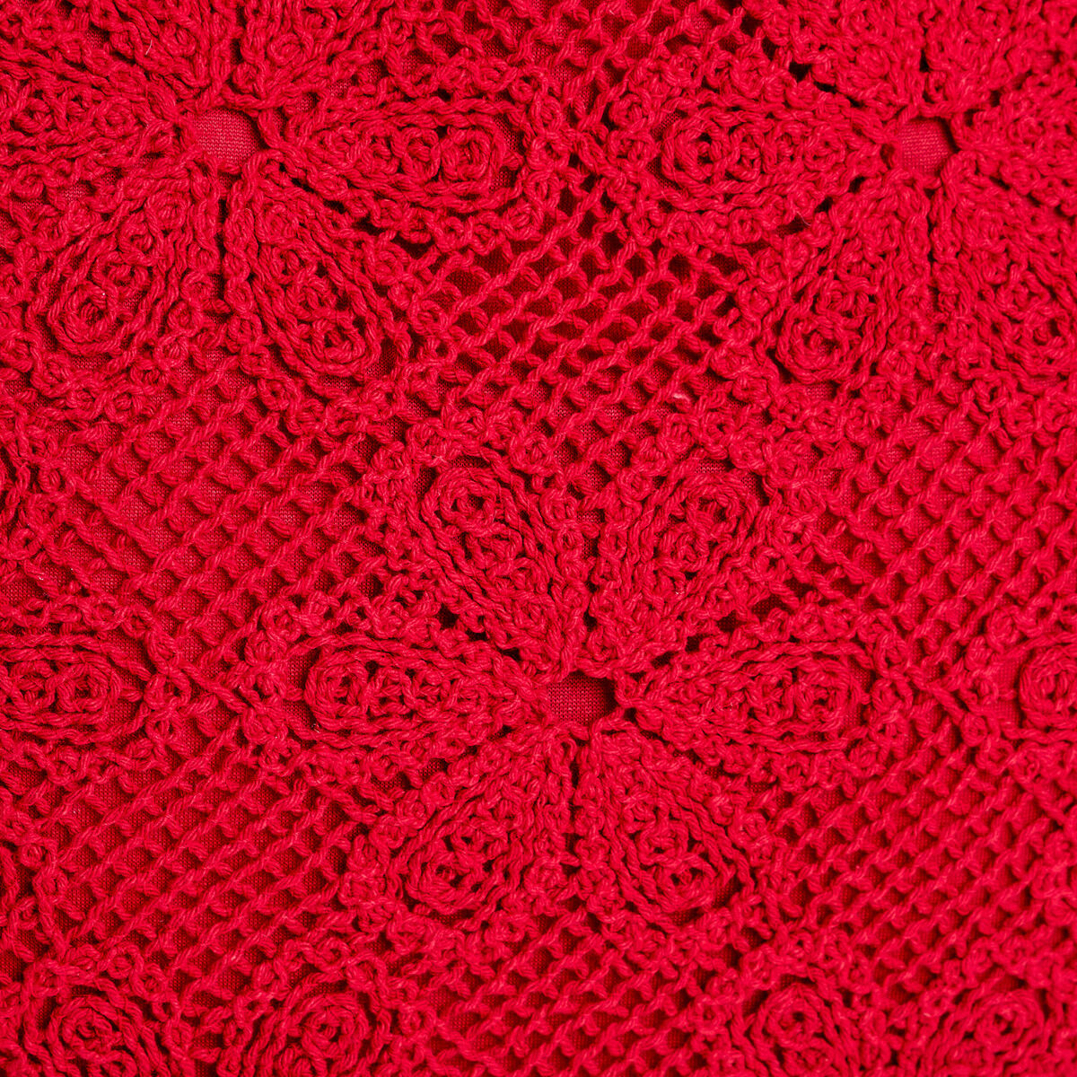 Jupe évasée effet macramé rouge femme