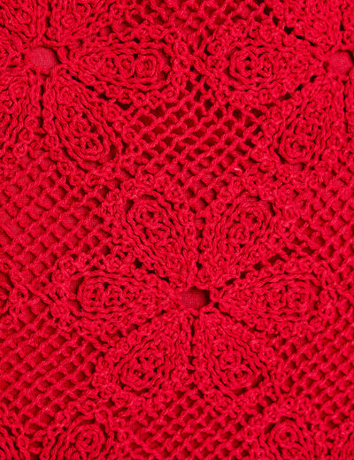 Jupe évasée effet macramé rouge femme