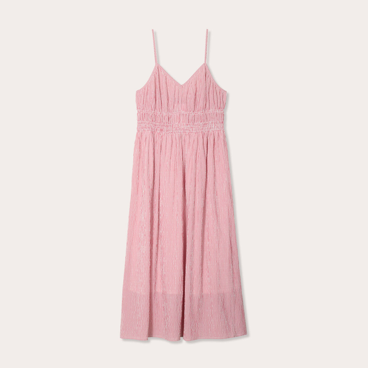 Robe midi évasée bretelles vieux rose femme